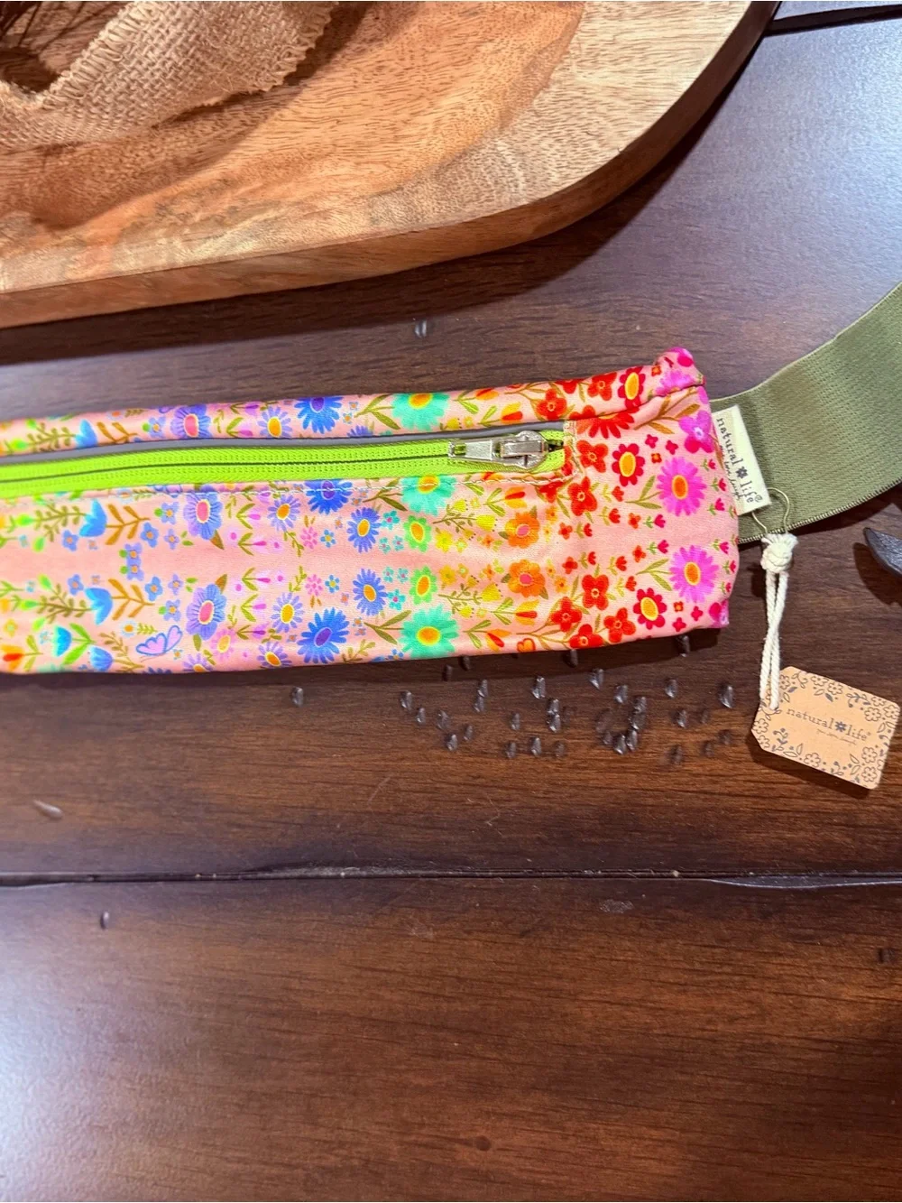 Cat & Jack Floral Kids Waist Pack - Pink & Olive Strap